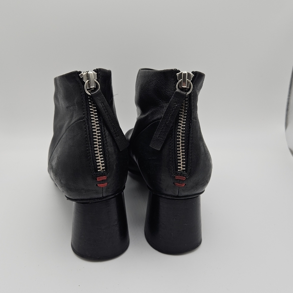 Halmanera black scrunched leather pointed toe heeled ankle boots size 39.5 - Picture 6 of 12